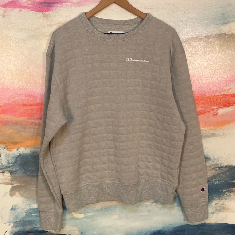 🔥EC🔥Champion Quilted Cotton Crewneck Sweatshirt.
